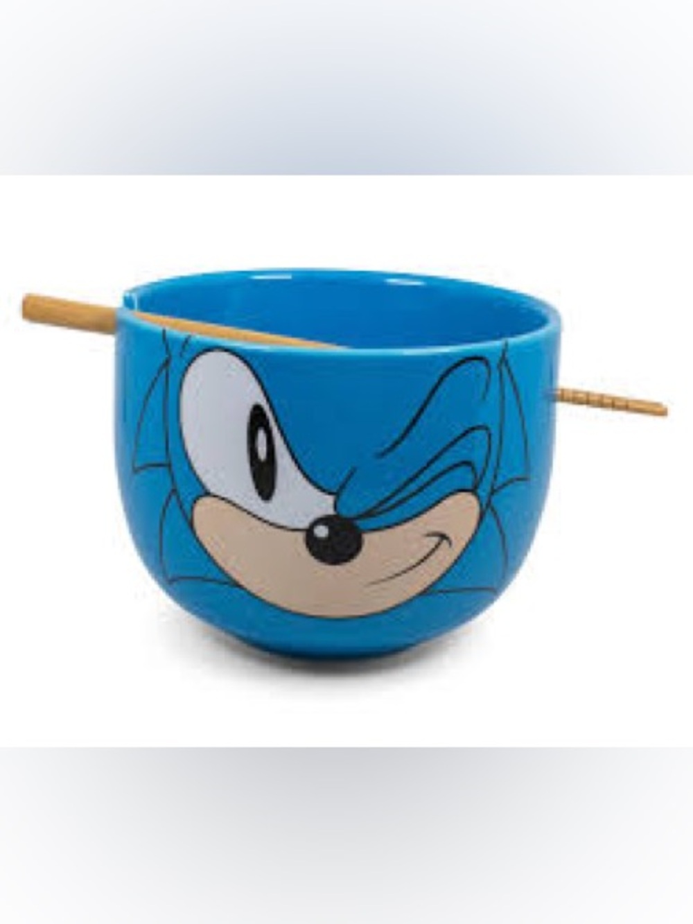 Sonic the Hedgehog Blue Ramen Bowl with Chopsticks- New - Picture 2 of 3